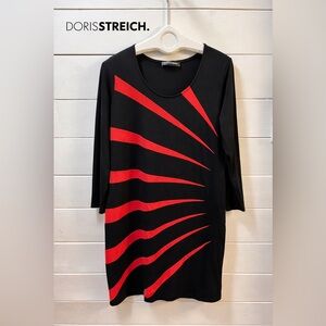 DORIS STREICH Black & Red Graphic Dress Size 46